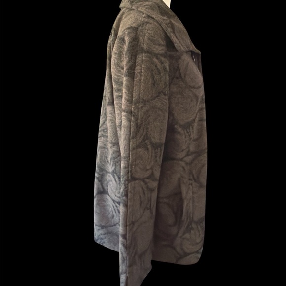 JM Collection Charcoal Swirl Pea Coat - Picture 2 of 8